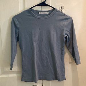 Jay Basics light blue top size S crew neck 3/4 sleeve